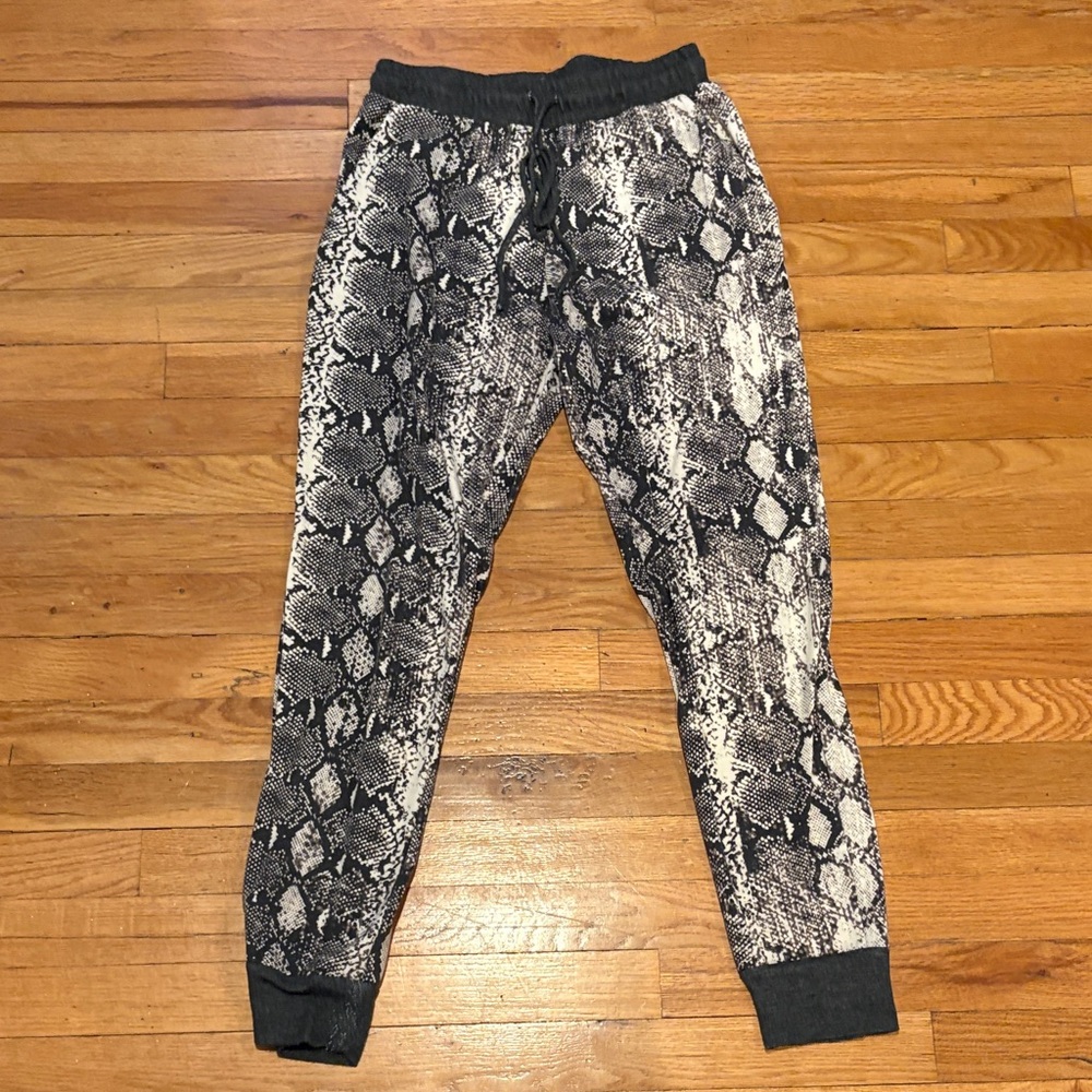 First Love Snake Print Joggers - Black and White